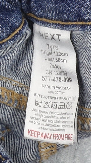 Next Girls Blue Jeans, Size 7 Years, Ripped Straight Fit