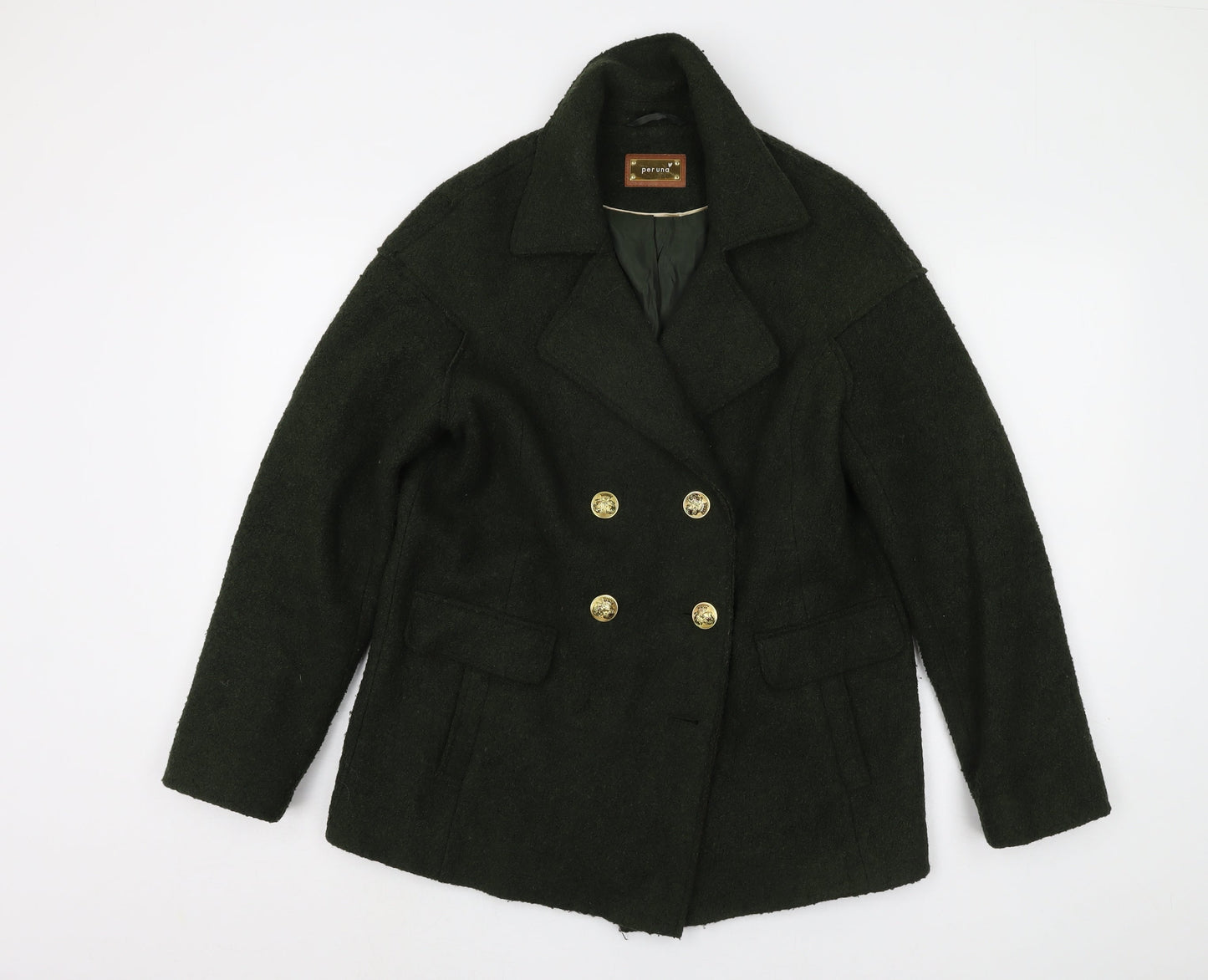 Womens UK Size 10 Marks and Spencer Green Pea Coat