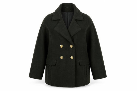Marks & Spencer Women's Green Pea Coat, Size 10, Winter Elegance
