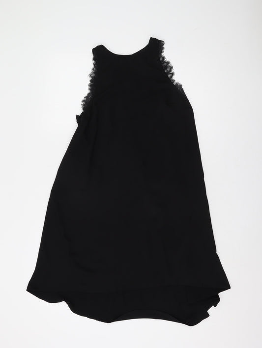 H&M Women's Black Hi-Low Dress, Size 8, Lace Accents