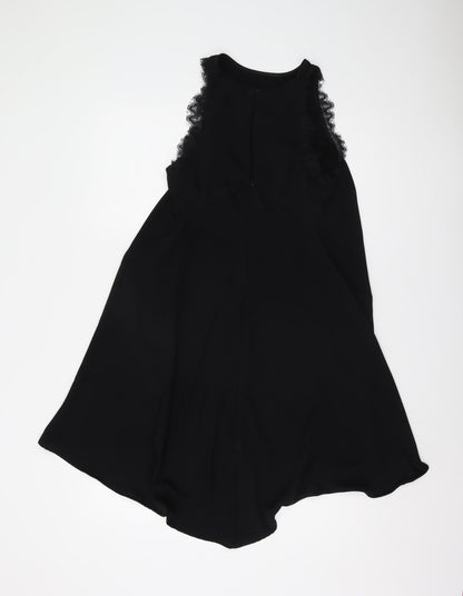 H&M Women's Black Hi-Low Dress, Size 8, Lace Accents