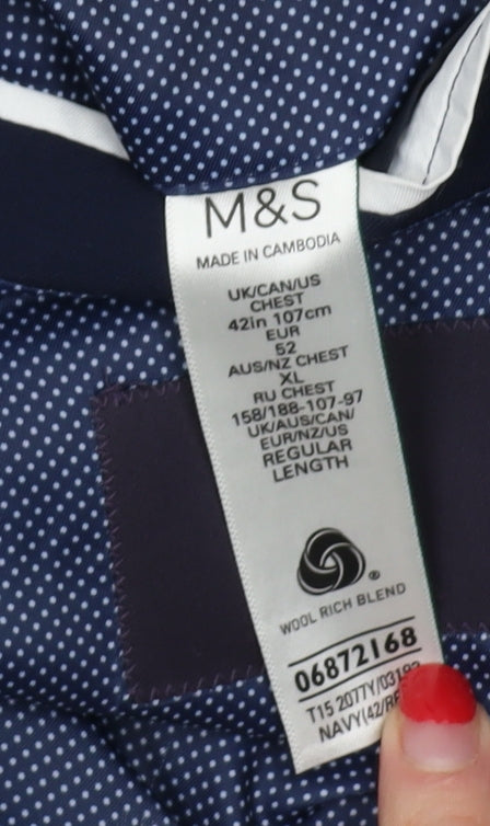 Mens UK Size 42 Marks and Spencer Regular Blue Suit Jacket