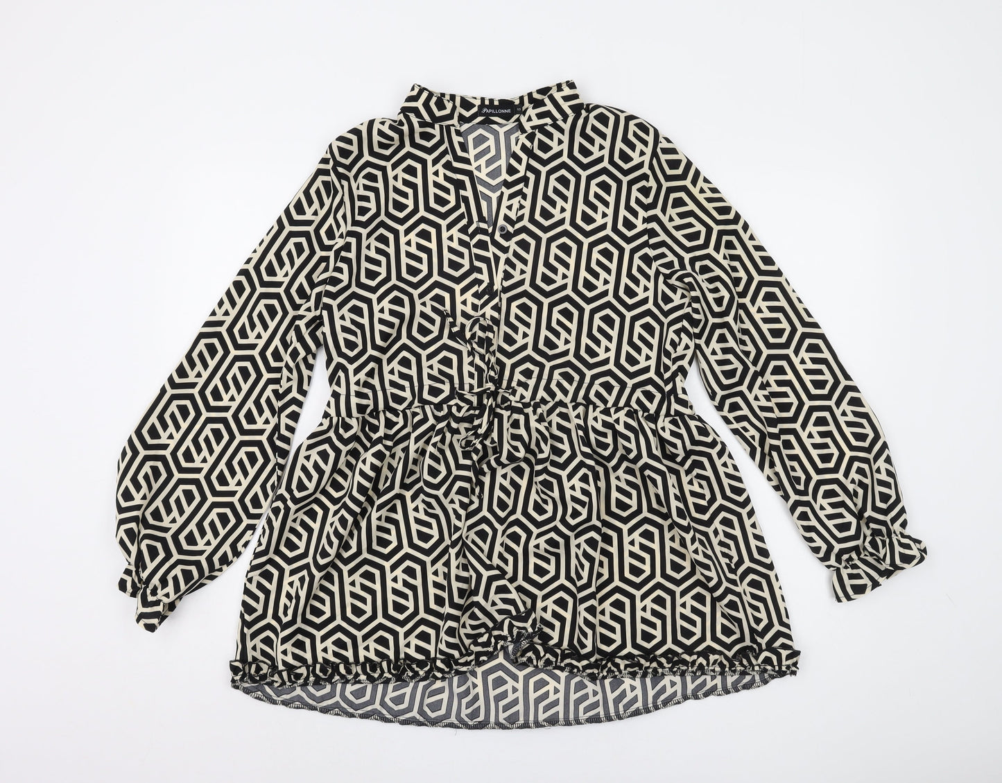Papillonne Women's Black Geometric Blouse