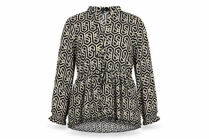 Papillonne Women's Black Geometric Blouse