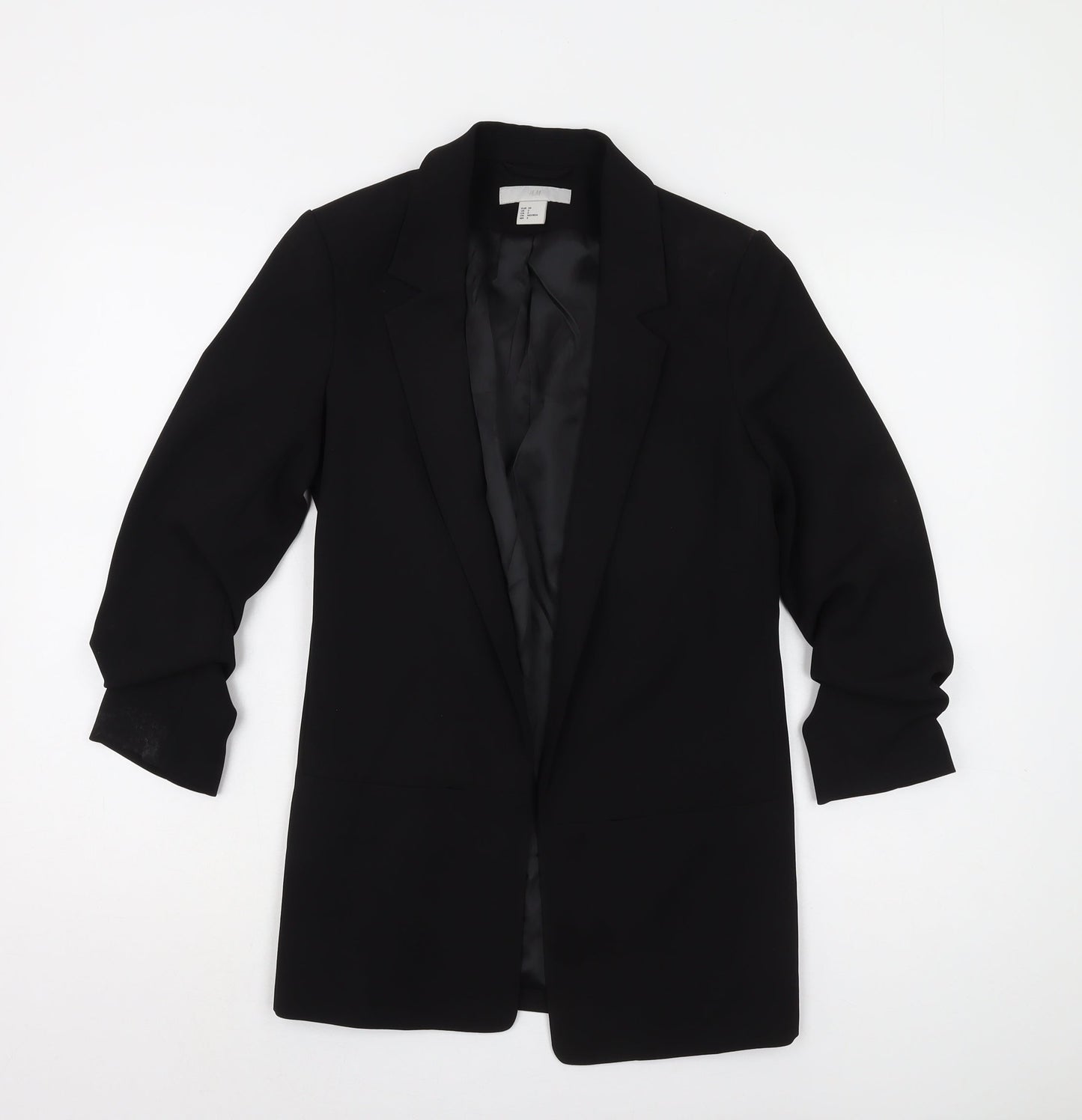 H&M Women's Black Blazer Size 6 Regular Notch Lapel