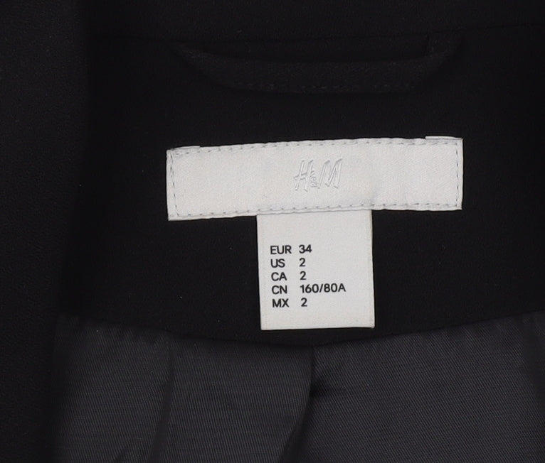 H&M Women's Black Blazer Size 6 Regular Notch Lapel
