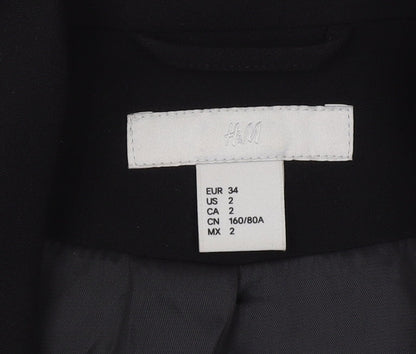 H&M Women's Black Blazer Size 6 Regular Notch Lapel