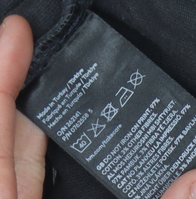 Unisex Adults UK Size L H&M Black Basic T-Shirt