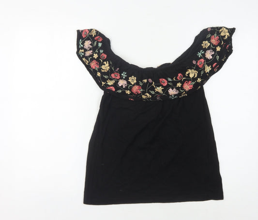 Womens UK Size S Oasis Black Basic Blouse