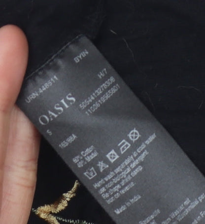 Womens UK Size S Oasis Black Basic Blouse