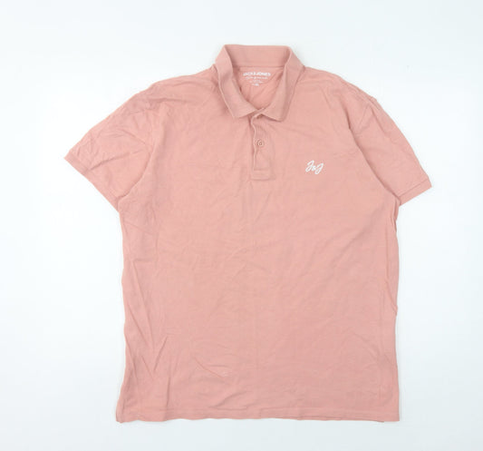 Jack & Jones Men's Pink XL Polo Shirt