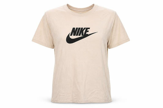 Front view of Nike unisex beige cotton t-shirt, s - casual basic style