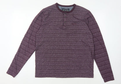 Tokyo Laundry Men's Purple Striped Henley T-Shirt L