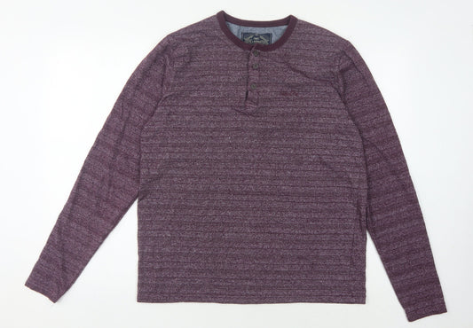 Tokyo Laundry Men's Purple Striped Henley T-Shirt L