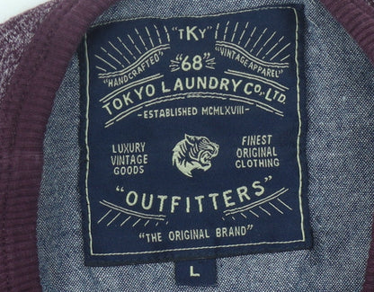 Tokyo Laundry Men's Purple Striped Henley T-Shirt L