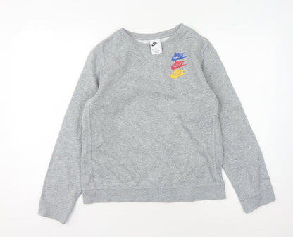Nike Boys Grey Logo Sweatshirt L - Casual Pullover Style