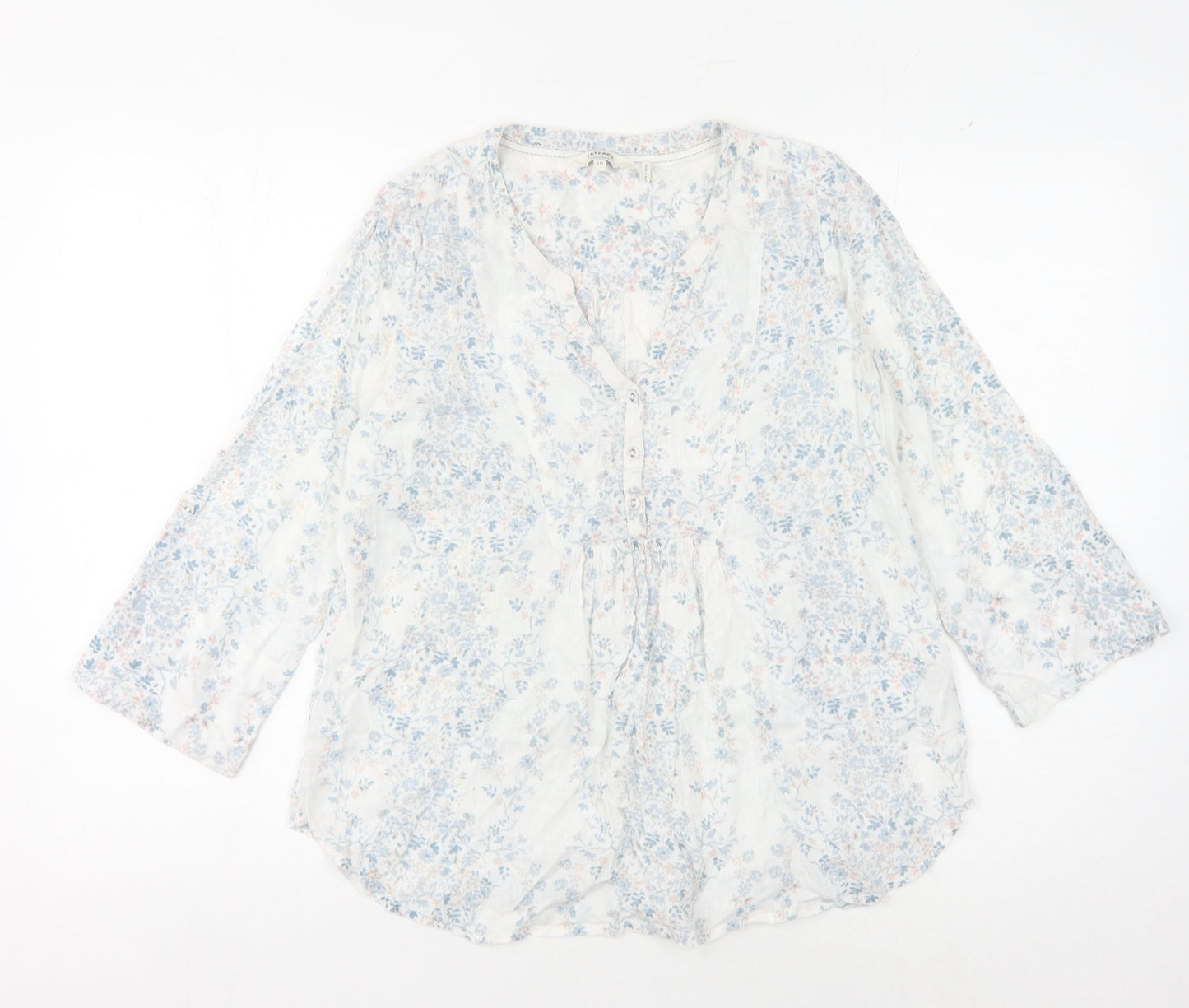 Womens UK Size 10 FatFace White Tunic Blouse