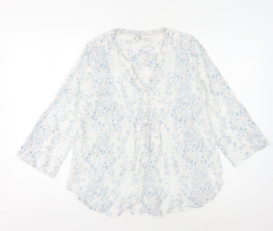 Womens UK Size 10 FatFace White Tunic Blouse