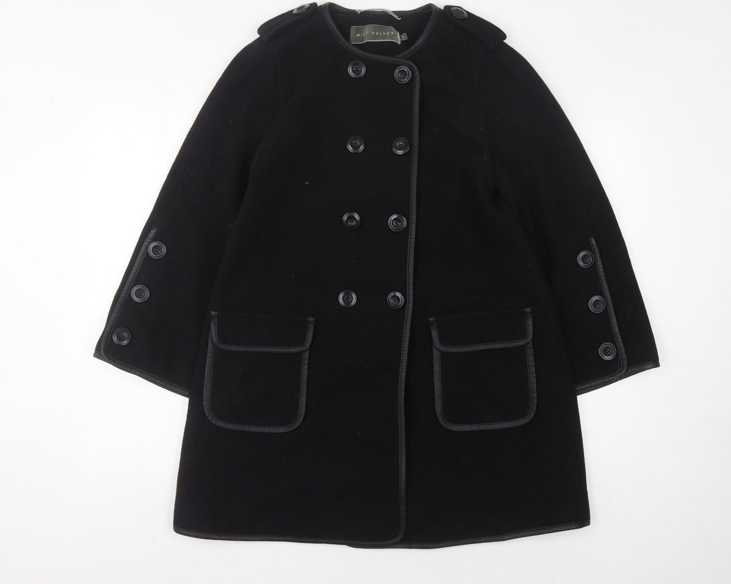 Womens UK Size 8 Mint Velvet Black Pea Coat