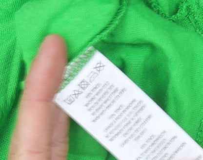 French Connection Green V-Neck Women's Top - S 3/4 Sleeve