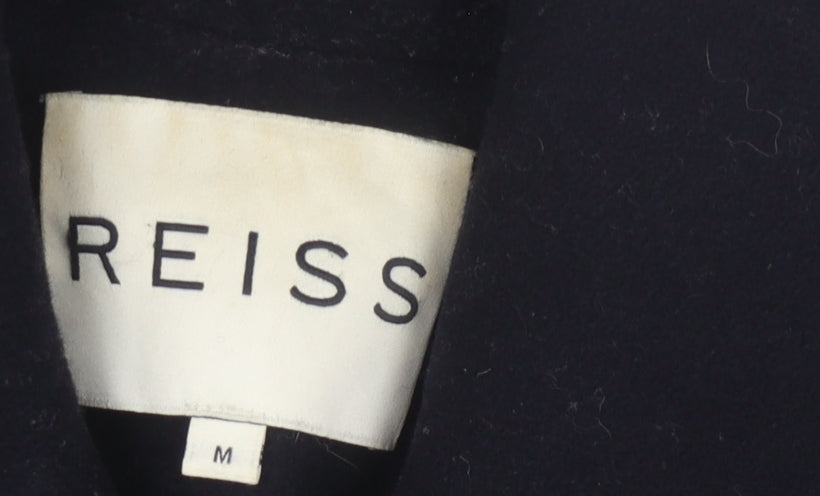 Reiss Women's Black Wool Pea Coat, M, Double-Breasted