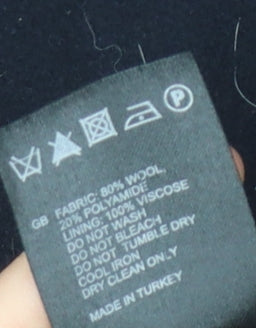 Reiss Women's Black Wool Pea Coat, M, Double-Breasted