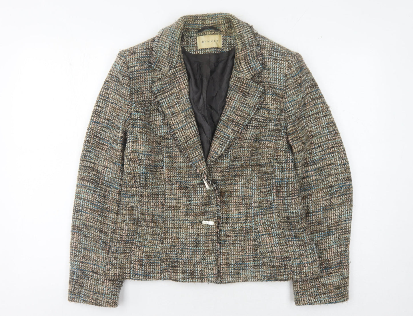 Minuet Women's Multicoloured Blazer Size 12 Check Bouclé