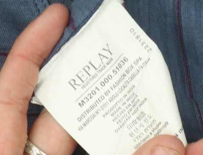Replay Men's Blue Striped Cardigan M V-Neck Urban Style