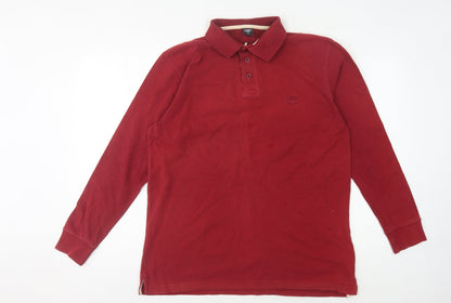 Cotton Traders Men's Red Long Sleeve Polo - Size M
