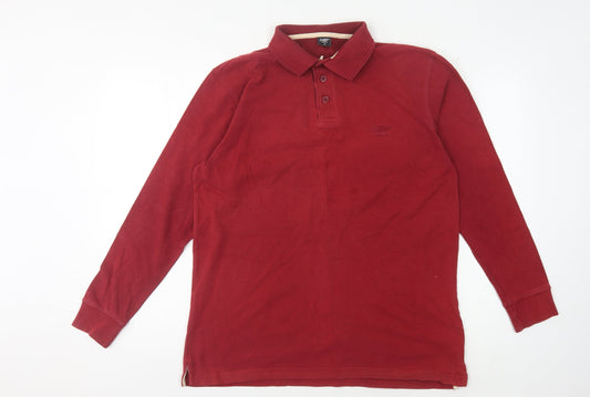Cotton Traders Men's Red Long Sleeve Polo - Size M