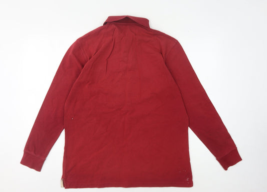 Cotton Traders Men's Red Long Sleeve Polo - Size M