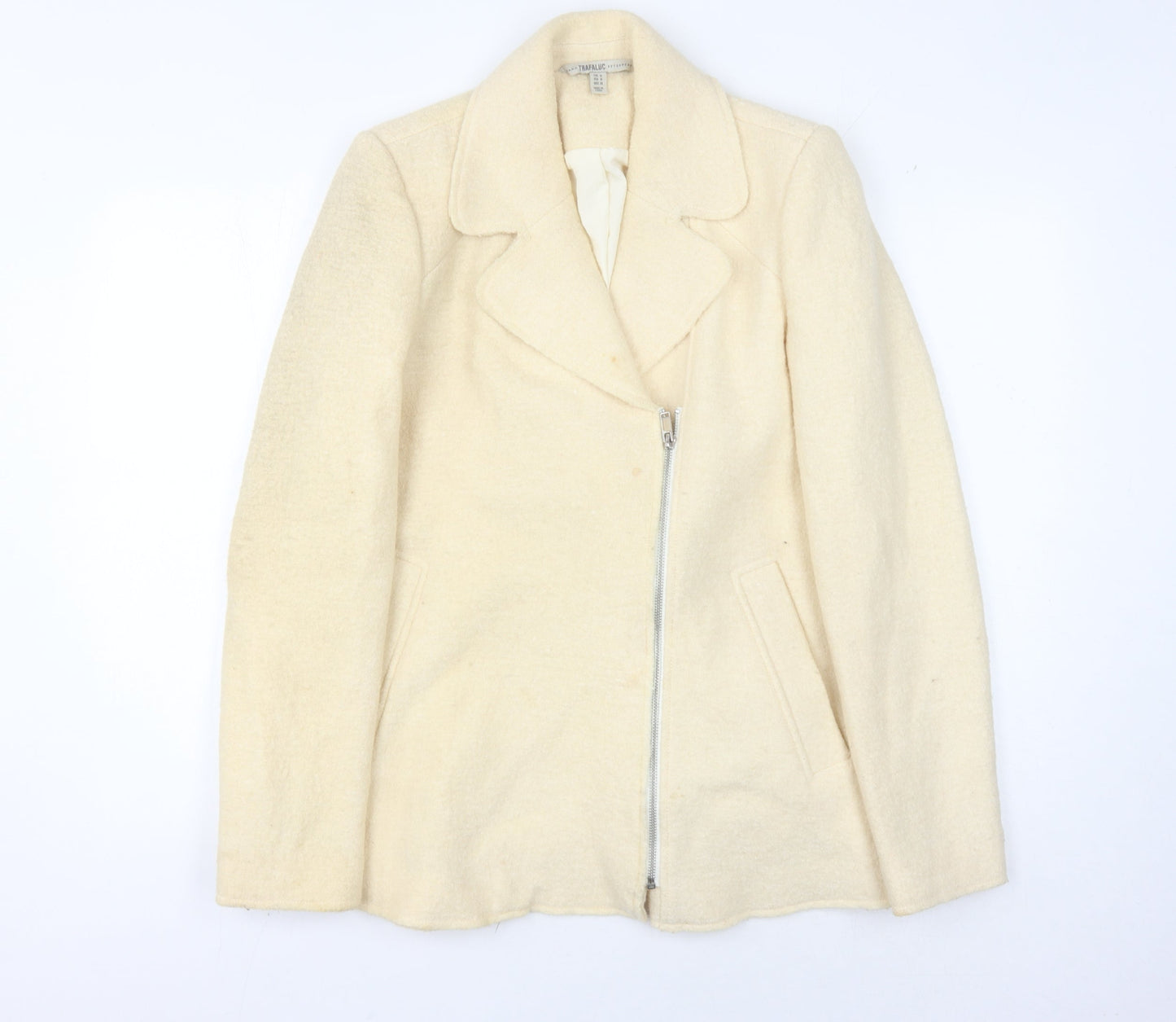 Womens UK Size M Zara Ivory Motorcycle Jacket