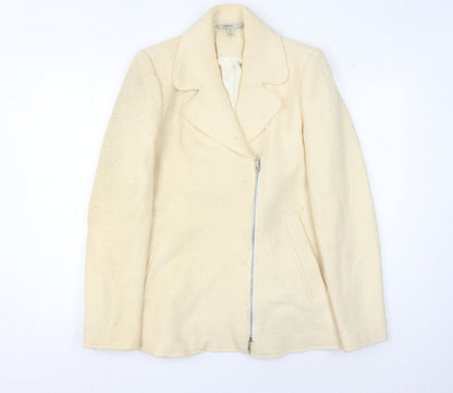 Womens UK Size M Zara Ivory Motorcycle Jacket