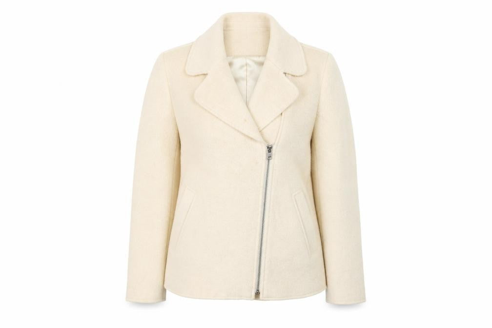 Womens UK Size M Zara Ivory Motorcycle Jacket