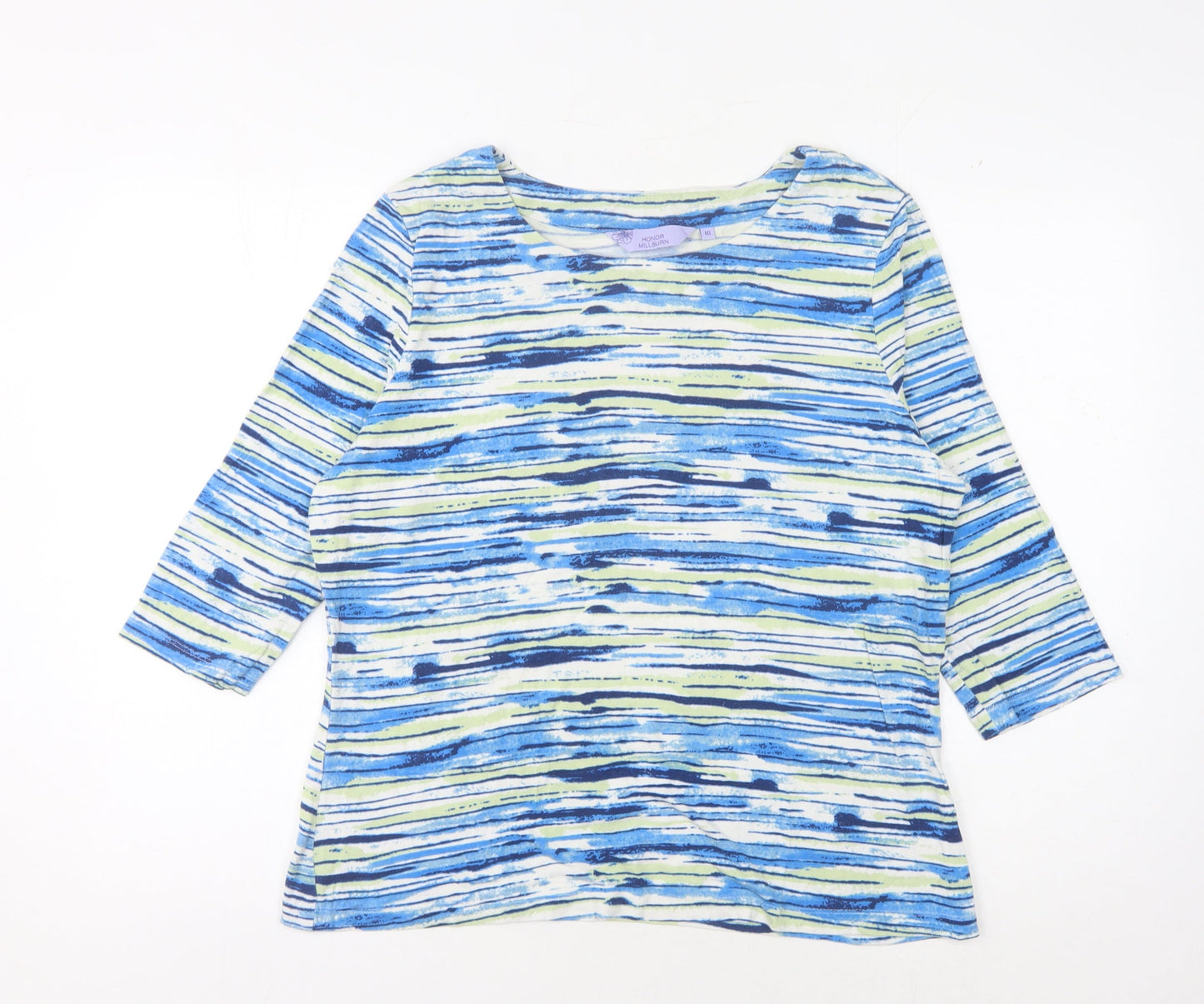 Womens UK Size 16 Honor Millburn Blue Jersey T-Shirt