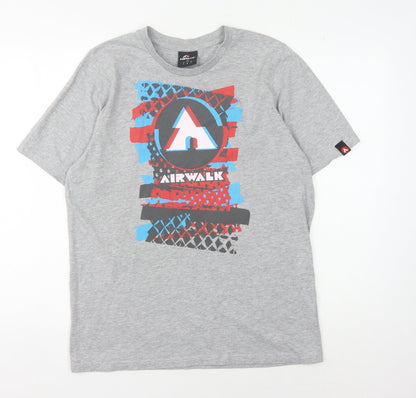 Airwalk Grey Graphic Men's T-Shirt S, Comfortable Cotton Blend