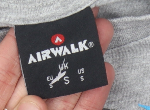Airwalk Grey Graphic Men's T-Shirt S, Comfortable Cotton Blend