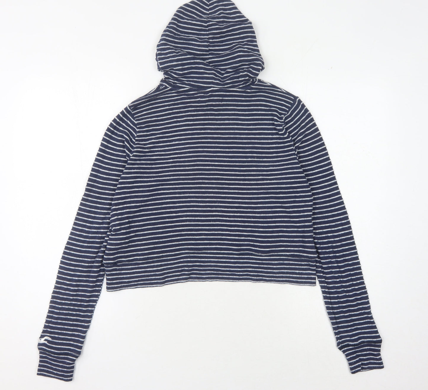 Hollister Women's Blue Striped Pullover Hoodie S