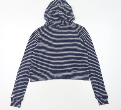 Hollister Women's Blue Striped Pullover Hoodie S