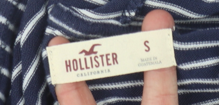 Hollister Women's Blue Striped Pullover Hoodie S