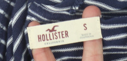 Hollister Women's Blue Striped Pullover Hoodie S
