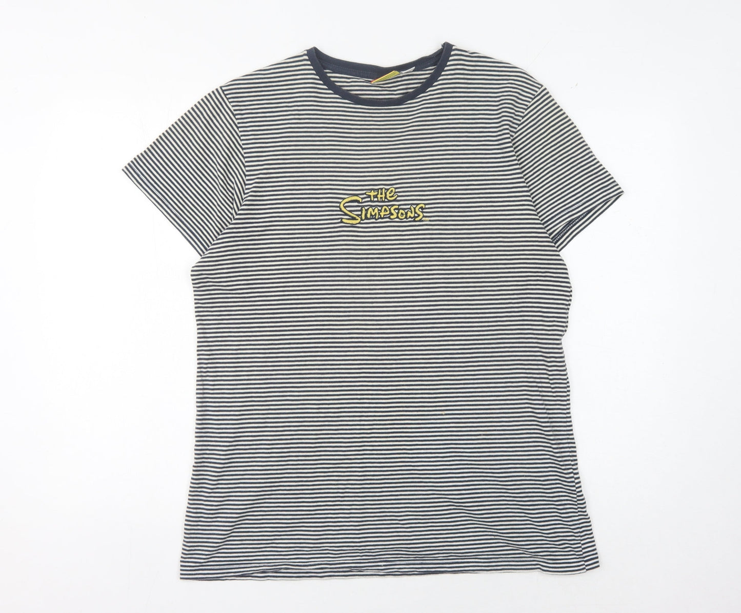 The Simpsons Men's Large Striped Cartoon T-Shirt