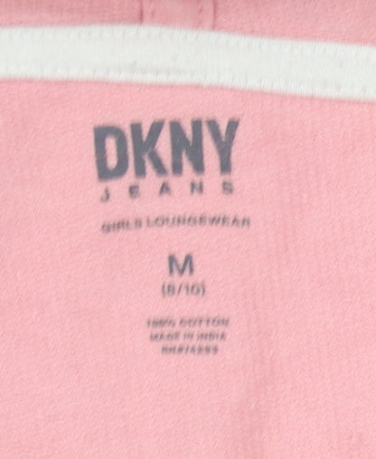 DKNY Girls Pink Pullover Hoodie - Size 8-9 Years, Cotton