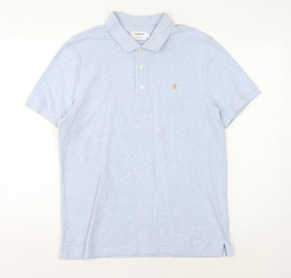 Farah Men's Blue Polo Shirt Medium Short Sleeve