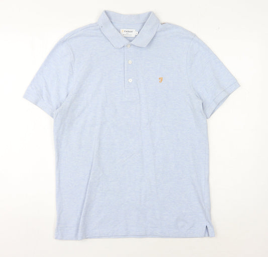 Farah Men's Blue Polo Shirt Medium Short Sleeve