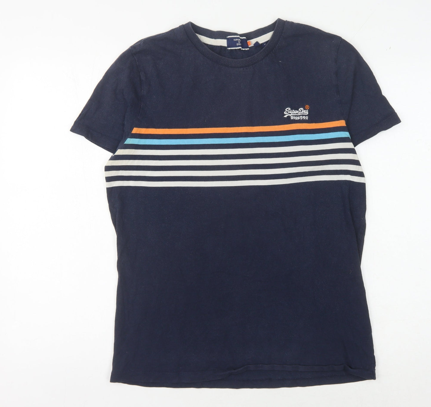 Superdry Men's Blue Striped T-Shirt Medium