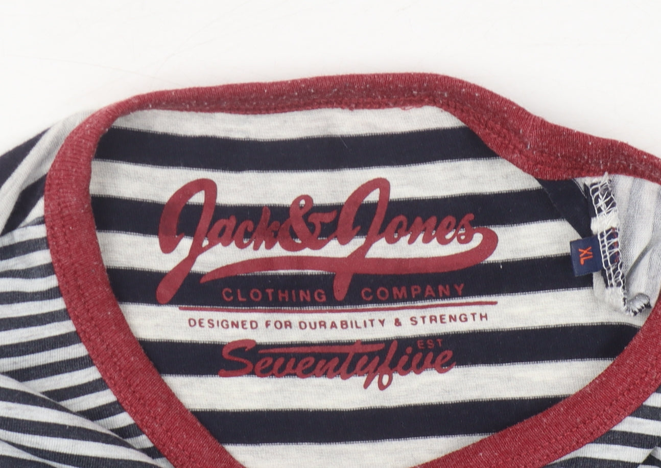 Jack & Jones Men's XL Striped Multicoloured T-Shirt