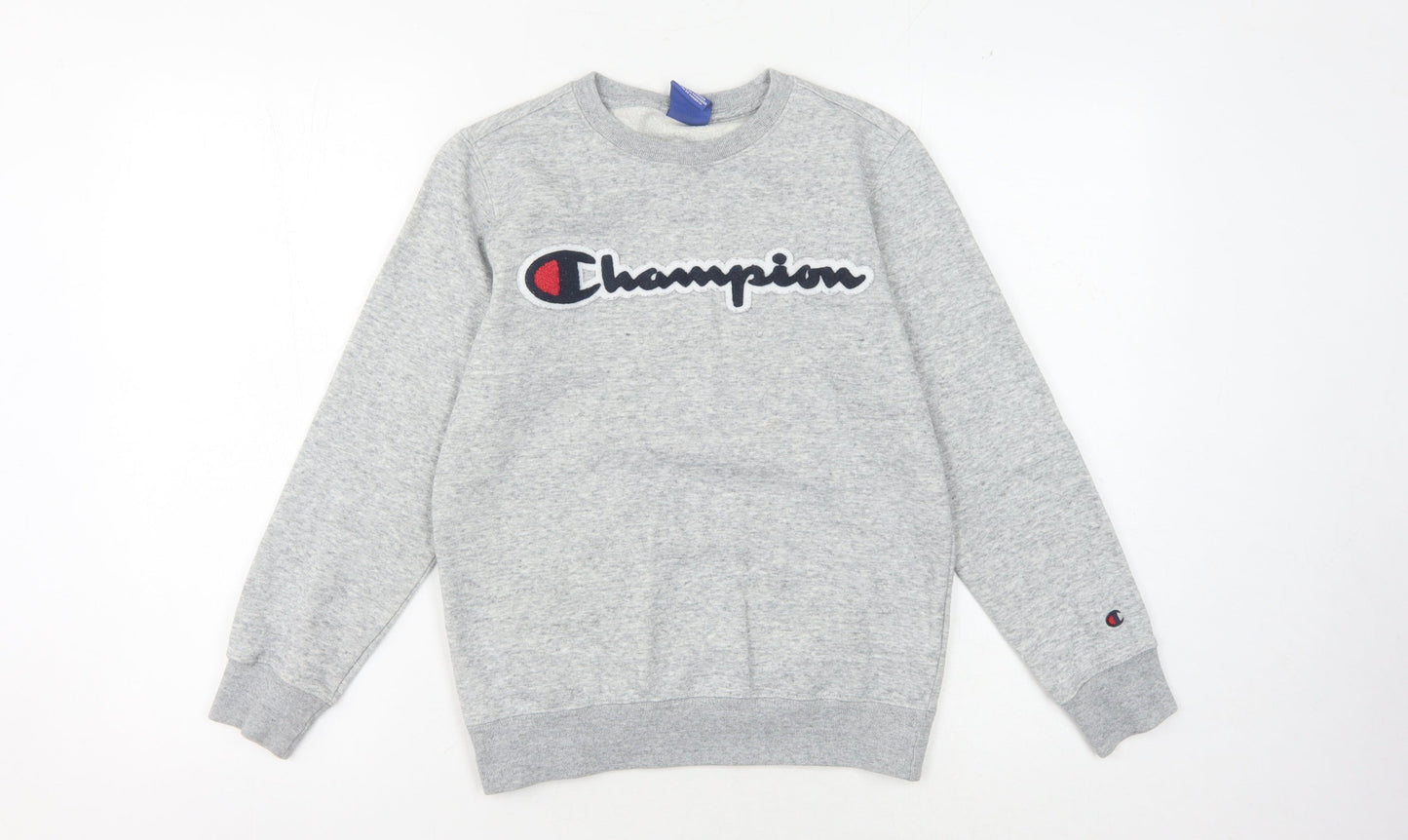 Champion Boys Grey Pullover Sweatshirt L Logo Casual