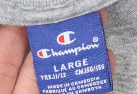 Champion Boys Grey Pullover Sweatshirt L Logo Casual