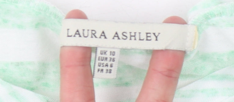 Womens UK Size 10 Laura Ashley Green Basic T-Shirt